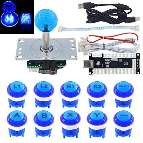 SJ@JX Arcade Game LED DIY Kit Mechanical Keyboard Switch Arcade LED Button Joystick Controller Zero Delay USB Encoder for PC MAME Retropie Jamma