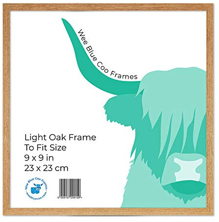 Wee Blue Coo 9x9 Light Oak Wooden Picture Frame 9 x 9 Inch (22.86 x 22.86cm) Picture Framing Glass Photo Frame