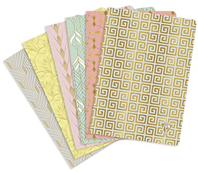 Clairefontaine 193036C - Packung mit 6 Notizbücher Neo Deco Kollektion Frühling-Sommer, 14,8x21cm 48 Blatt liniert, 90g, Motive sortiert, 1 Pack