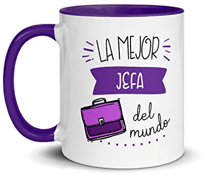 Kembilove Taza de Desayuno del Mejor Policía del Mundo – Tazas de Café para Profesionales y Trabajadores para la Oficina – Tazas de Té en Color de Profesiones – Taza de Cerámica de 350 ml (Jefa.)
