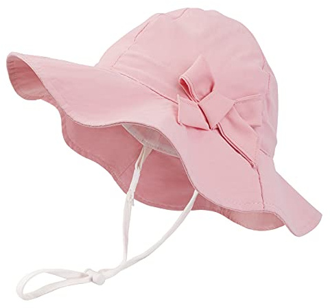 Jupsk Baby Summer Hat Sun Protection, Toddler Bucket Hat with Adjustable Chin Strap UPF 50+ Dinosaur Cotton Beach Cap for Infant Children Girls Boys Age 1-5