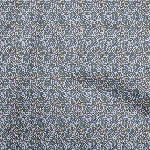 oneOone Rayon Hellblau Stoff Asiatisches Paisley. Gewebe Zum Nahen Gedruckt Craft Meterware 56 Zoll breit