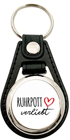 Huuraa Anhänger Ruhrpott verliebt Geschenk Metall mit Kunstleder Einkaufswagenlöser Ruhrpott Präsent