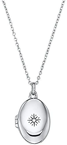 s.Oliver 2034316 Damen Collier Medaillon Silber Weiß 45 cm