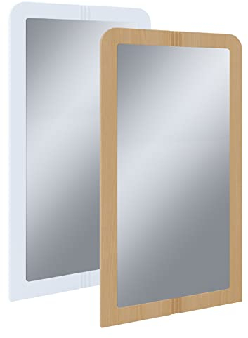 VCM Holz Wandspiegel | für Badezimmer oder Flur geeignet | Maße: H. 90 x B. 50 x T. 2 cm | Wandspiegel mit Ablage - Balia Buche