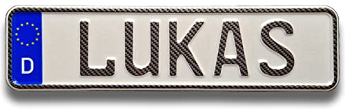 Kettcar Tretauto Namensschild Kennzeichen nach ihrem Wunsch geprägt reflektierend Top Geburtstags-Geschenk (EU Variante Carbon)