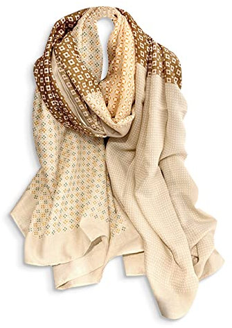 LumiSyne Damen Baumwoll Leinen Schal Buchstaben Blume Gedruckt Mode Stil Damenschals Leicht Und Weich Lange Halstucher Große Schal Warme Sonnenschut Stola Wraps Ganzjährig