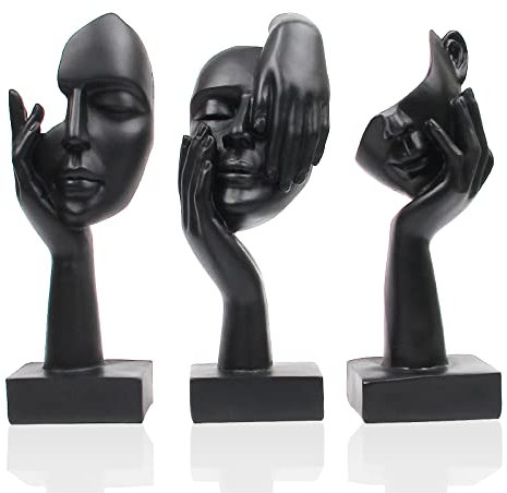 Suerhatcon 3 estatuas abstractas de cara para decoración del hogar, figuras de pensador, escultura moderna para el hogar, oficina, libros, estante, decoración de mesa de café