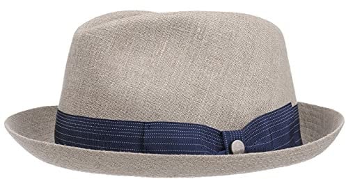 LIERYS Pearson Player Leinenhut Fedora-Stil Herren Made in Germany Frühjahr Sommer beige M (56-57 cm)