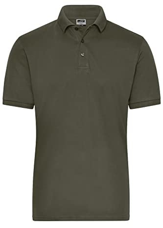 James & Nicholson Herren Bio Workwear Polo Stretch - Polo aus weichem Elastic-Piqué | Farbe: olive | Grösse: XL