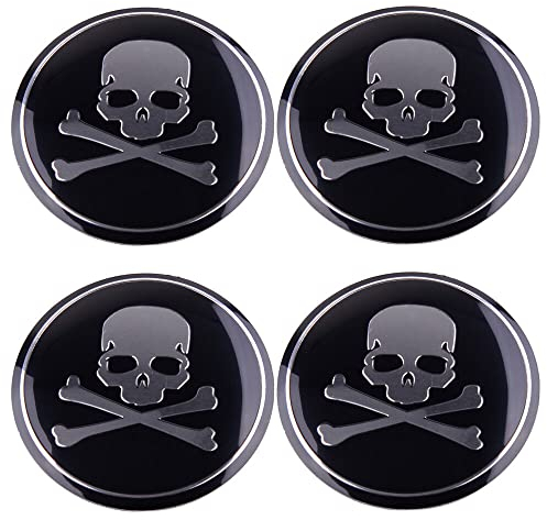 4X Nabenkappen Nabendeckel Schädel Totenkopf Aufkleber Sticker Emblem Skull Auto