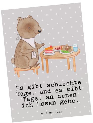 Mr. & Mrs. Panda Postkarte Bär Essen gehen - Geschenk, Ansichtskarten, Postkarten, Restaurant, Restaurantbesuch, bildkarte, Designkarte, Grußkarte