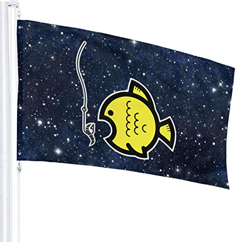 Flagge 3 x 5 Fische fressen Wurm, 100% Polyester, einlagige, durchscheinende Flaggen, 90 x 150 cm – Banner 3' x 5'