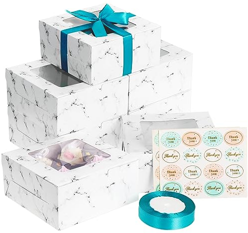 Kinsinder 30Stück Cupcake Boxen 4er, Cupcake Muffin Box mit Transparentem Sichtfenster und Aufklebern, Kuchenboxen Karton Cupcake Schachtel für Muffins, Kleine Kuchen, Cupcakes, Gebäck