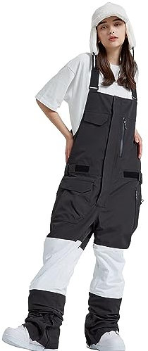 ALSOGO Damen Skihose Winter wasserdichte Winddicht Einstellbare Verschleißfeste Lätzchen Wandern Klettern Isolierte Ski Hosen Black-03 M