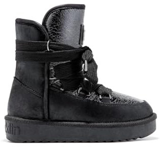 D.Franklin Botas Australianas de Mujer de Microfibra Repelente al Agua Nordic Shiny en Negro - Botas para Mujer - Moda casual Mujer (Talla 36)