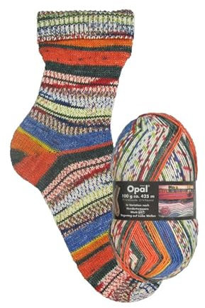 Opal Sockenwolle Hundertwasser | Sockengarn 4-fädig | Strumpfwolle zum Stricken und Häkeln | 100g, 420m (1435)