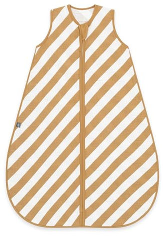 emma & noah Baby Schlafsack 0.5 TOG, Musselin Schlafsack für den Sommer, 100% Bio-Baumwolle, OEKO-TEX Zertifiziert, Atmungsaktiv und Leicht, Strampelsack für Neugeborene (Streifen Gelb, 110 cm)