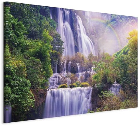 decomonkey Akustikbild Premium Wasserfall 120x80 cm 1 Teilig Kunst Akustikpaneele Akustikdämmung Schallschlucker Schallabsorber Schalldämmung Akustikplatten Wandbild Schallschutz Leinwand
