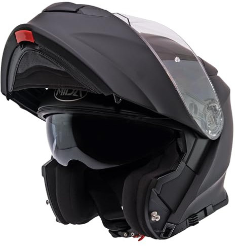 MIDA MV-2 Flip Up Front Sun Visor Modular Motorcycle Motorbike Helmet ECE 2206 Approved (Matt Black, S)