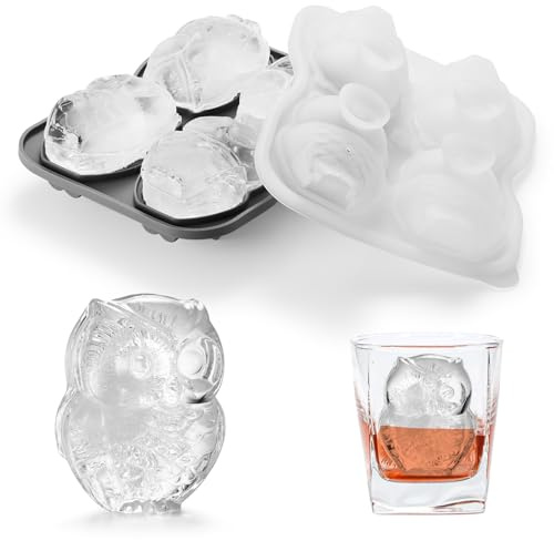 Nax Caki 3D-Eulen-Eiswürfelform, lustige Formen, Hedwig-Eule, Geschenke für Frauen und Harry-Potter-Filmliebhaber, niedliche große Eisform, große Katzen-Eiswürfelformen für Whiskey, Cocktails, Bourbon