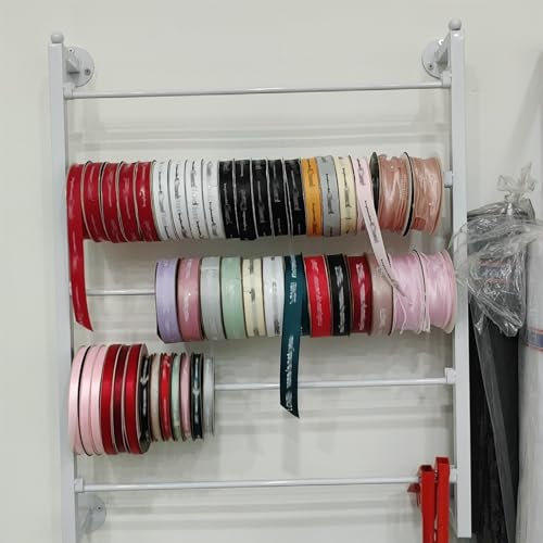 Organizzatore Porta Nastro Porta rotolo di nastro Organizzatore a parete, Stoccaggio carta da regalo per fioristi Supporto per rocchetti di filo per uncinetto, Espositore per cravatte/cinture/pantalon