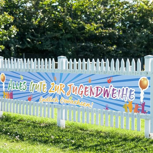 Jugendweihe Banner, Deko Jugendweihe Mädchen Junge, 260x40cm Alles Gute zur Girlande Hintergrund Deko für Party