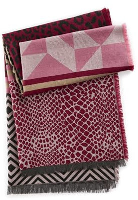 CODELLO Damen Beidseitig tragbarer Jacquard-Schal mit gewebtem Mustermix