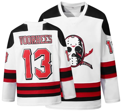 Herren Voorhees Jason 13 Friday Movie Eishockey Trikot Halloween Stitched