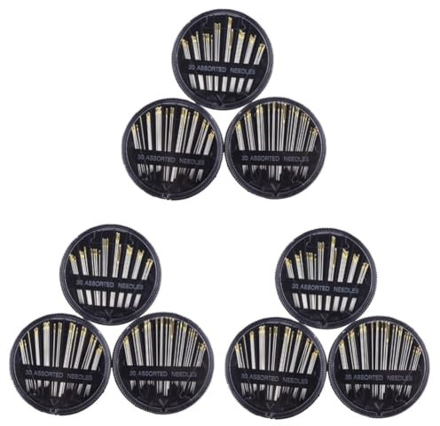 VILLCASE 9paquetes Agujas De Coser De Ojos Para Manualidades Agujas Para Tapicería Lienzo Piel