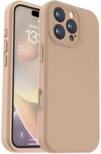 Vooii Compatible with iPhone 16 Pro Max Case, Liquid Silicone Upgrade [Camera Protection] [Fit for Battery Charger Cases] Shockproof Phone Case for iPhone 16 Pro Max 6.9 inch - Light Brown