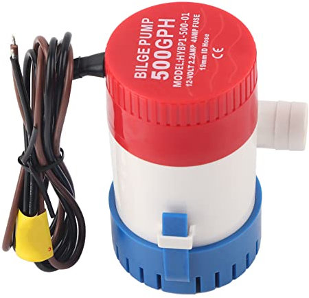 Boat Electric Bilge Pump, 12V Blige Hose Outlet 500GPH Electric Semi Open Impeller for Boat Marine RV