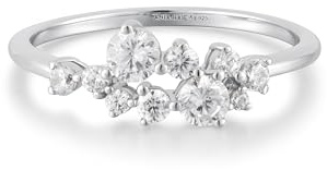 ANIA HAIE Damen Ring CHIC CREATOR Flower Cluster Pavé Ring aus 925 Sterling Silber, besetzt mit 10 Zirkonia, inkl. Geschenkverpackung