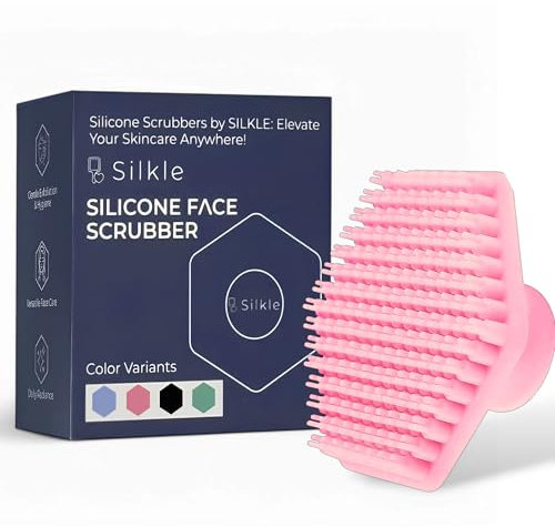 SILKLE Silikon-Gesichtsschrubber - Gesichtsbürste für Tiefenreinigung und sanftes Peeling, weicher Silikon-Schrubber mit rutschfestem Griff für alle Hauttypen, Gesichtspeeling für Männer und Frauen -