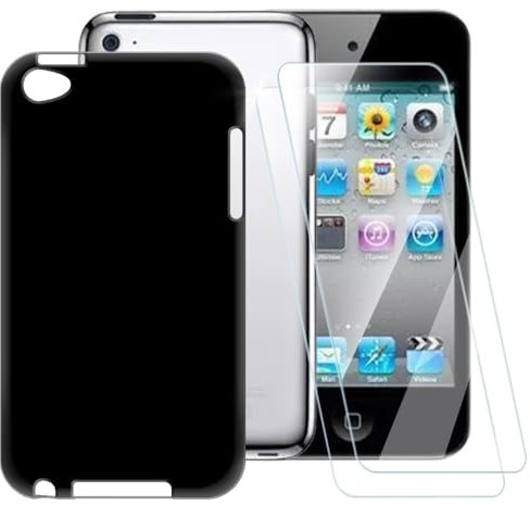 Bedruckte TPU Handyhülle + 2er-Set Gehärtete Schutzglas Kompatibel mit iPod Touch 4, Künstlerisches Schlankes Stoßfestes Cover, Kratzfest, Rundumschutz