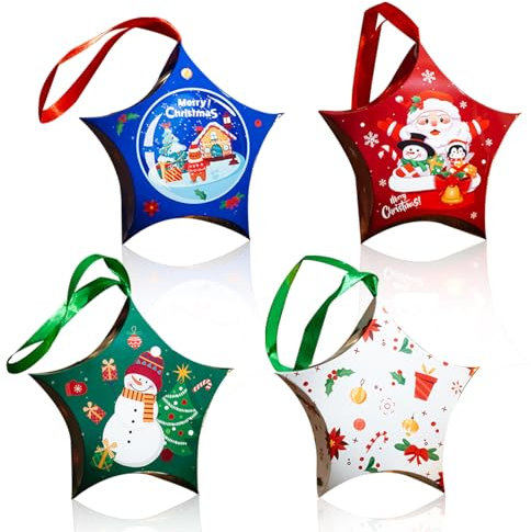 KASESSS 10 Stück Geschenkbox Weihnachten, Geschenkboxen, Weihnachtsverpackungen, Geschenkkarton für Party DIY, Gebäcke, Kekse und Süßigkeiten