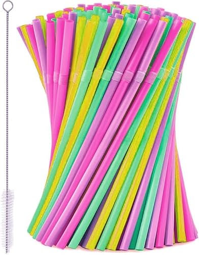 Strohhalme,Party-Trinkhalme,100 Stück,für Party,Geburtstag,Hochzeit 100Stück Wiederverwendbare, Plastik Strohhalme,Plastik Trinkhalme für Smoothies,Saft,Cocktail(100)
