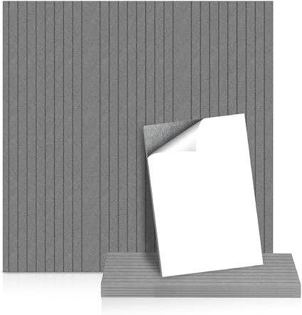 BERLIG - Akustikpaneele Filz | Wand | 3D | selbstklebend | 60x40cm | 6 Stück | 12mm Dicke | Schallabsorber | Schallschutz | 100% recycelter Polyester Filz | 3 Farben | Premiumqualität (mittelgrau)