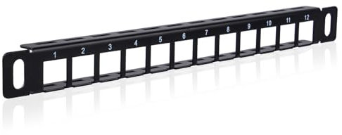 GeeekPi 12 Port Blank Keystone Patch Panel, 0.5U CAT5/CAT5e/CAT6/CAT6a Network Patch Panel for DeskPi RackMate T1/T0/T2 Rackmount and 10 Inch Server Rack/Network Cabinet