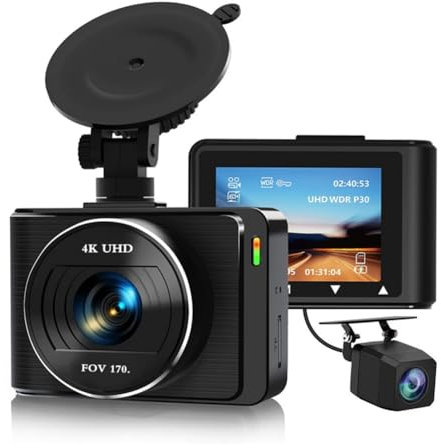 Fozriybefy Auto-Dashcam, 4K 1080p Dashcam, Front- und Heck-WLAN-Recorderkamera für Autos mit App-Steuerung, G-Sensor, Loop-Aufnahme