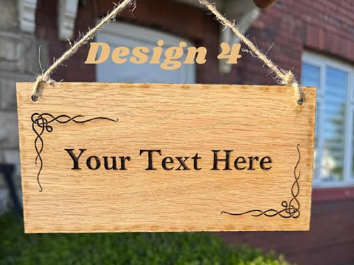 Personalised Wooden Door Sign, Custom Garden Signs, Wall Plaques for Home, Room or Front Door, Outdoor Indoor Hanging Name Sign, Custom Gift for Christmas, Home Decor (Design 4)