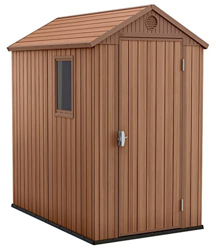Darwin 46 Abri de Jardin en Plastique Aspect Bois, résistant aux intempéries et Facile d'entretien, idéal pour Les Petits Jardins