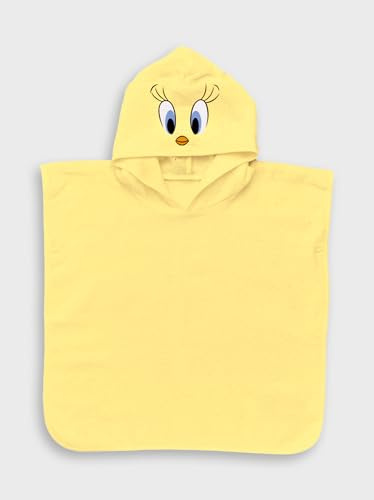LOONEY TUNES – Poncho da Bagno Titti 55×58 cm – Asciugamano in Spugna Morbida 100% Cotone – Per Neonati e Bambini fino a 5 Anni – Accessorio Doccia Bimba/Bimbo – Prodotto Ufficiale Warner Bros