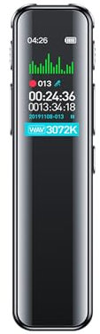 Diktiergerät 64 GB Speicher, Wiederaufladbar Uer USB, Sprachsteuerung, Mit MP3 Player Diktiergerät Mini, Für Kurs, Besprechungs Und Voice Recorder Diktiergerät Mit Schreibfunktion, Voice Recorder