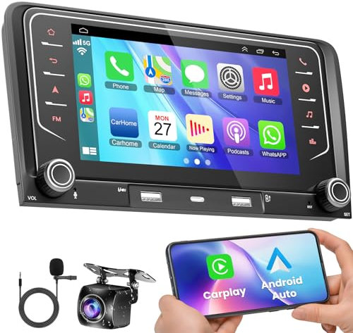 4+64GB Autoradio für Audi A3 S3 RS3 2003-2012 mit Wireless Carplay & Android Auto, Android 13 7 Zoll IPS Autoradio mit GPS Sprachsteuerung SWC Rückfahrkamera Bluetooth 5.2 Freisprecheinrichtung WiFi