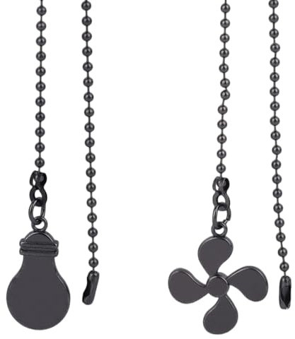lasuroa 2uds Extensiones de Cadena para Ventilador de Techo, 35,5cm Negro Cadezna Techo con Colgantes Ventilador y Bombilla Accesorio Decorativo para Interruptor Lámpara