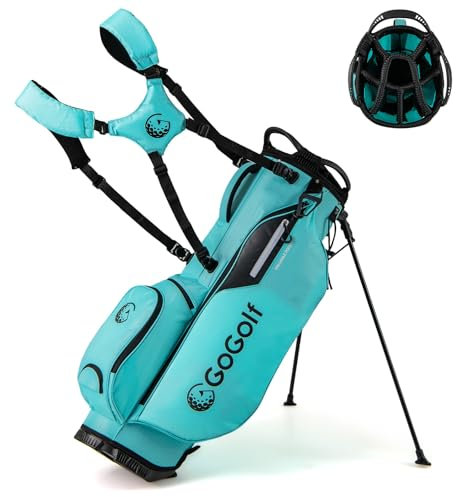COSTWAY Sac de Golf Léger avec 8 Compartiments Supérieurs et 5 Poches Zippées, Sac de Club de Golf Portable avec Bandoulière Réglable Housse de Pluie et Porte-Parapluie pour Femmes/Hommes (Bleu)