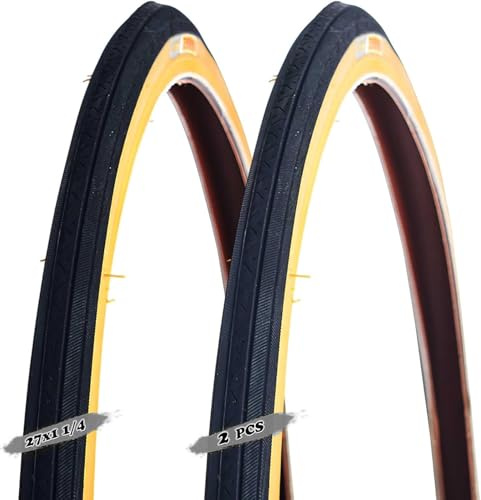 YUMEIGE 27 1 1/4 Reifen Farbreifen 2er-Set / 27x1 1/4 Reifen Fahrrad MTB City Street Reifen | 27 Zoll Fahrradreifen Schwarz und Gelb