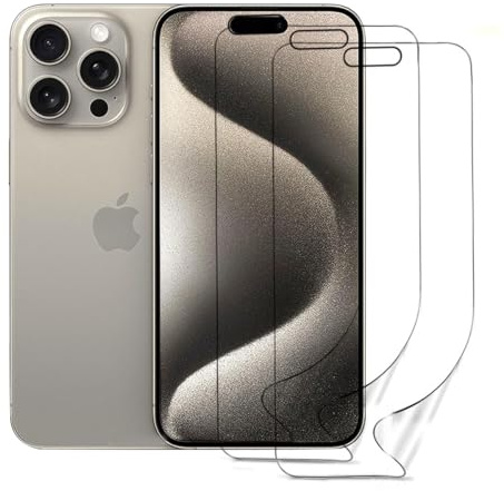 Cfyywqf Schutzfolie für iPhone 15 Pro max 6.7 | 3 Stück Selbstheilend hydrogel displayschutzfolie, einfache Installation,Ultra-Klar tpu folie,Stoß-Kratzfest film