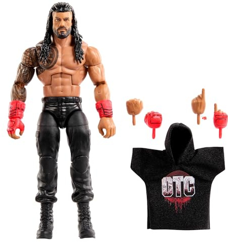 Mattel WWE Elite Roman Reigns Action Figure & Accessories | Series #120, 6-inch Collectible Roman Reigns with 25 Articulation Points & Swappable Hands, JCJ30
